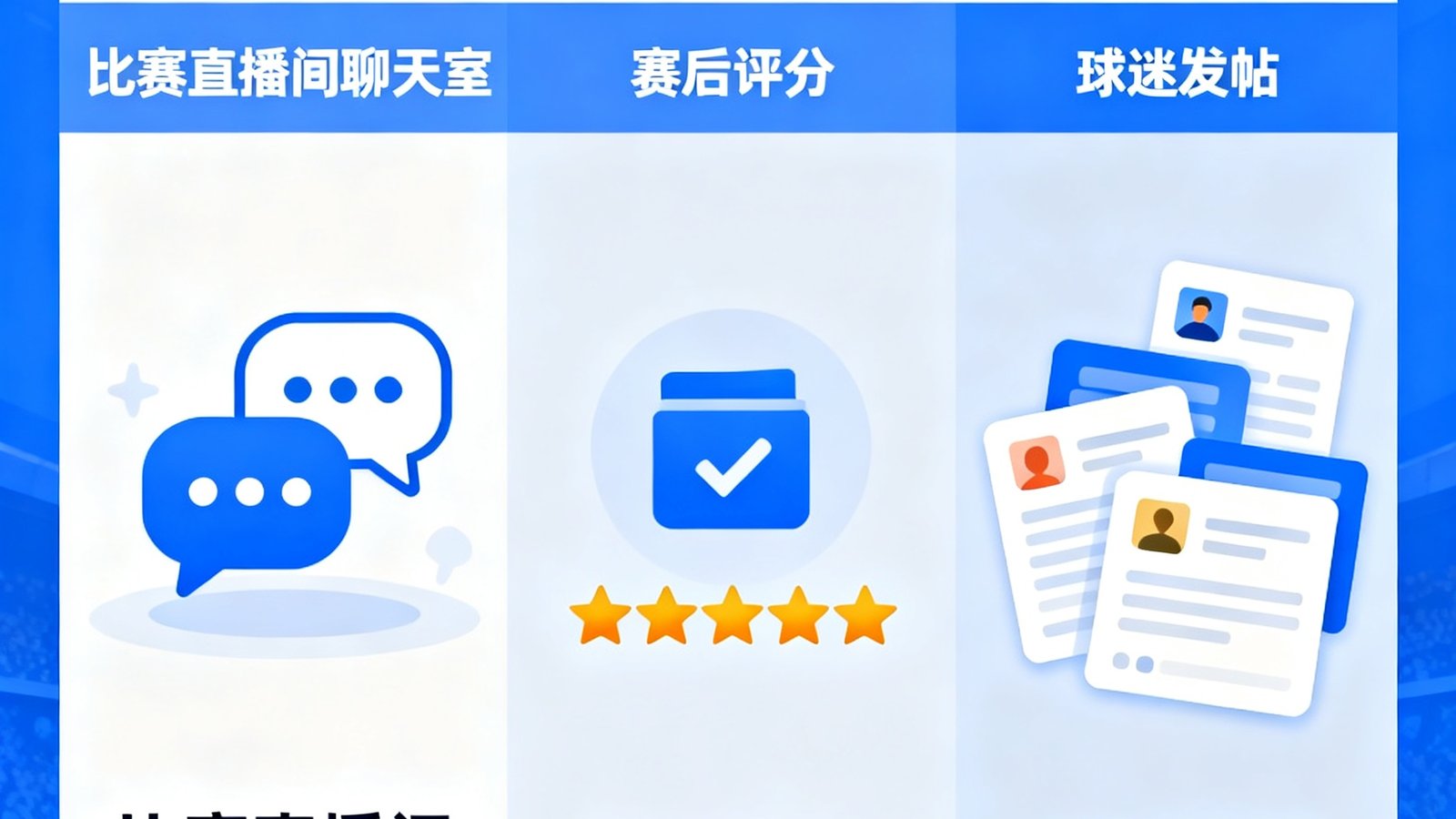雷速比分球迷社区包含比赛直播间聊天室、赛后评分、球迷发帖板块